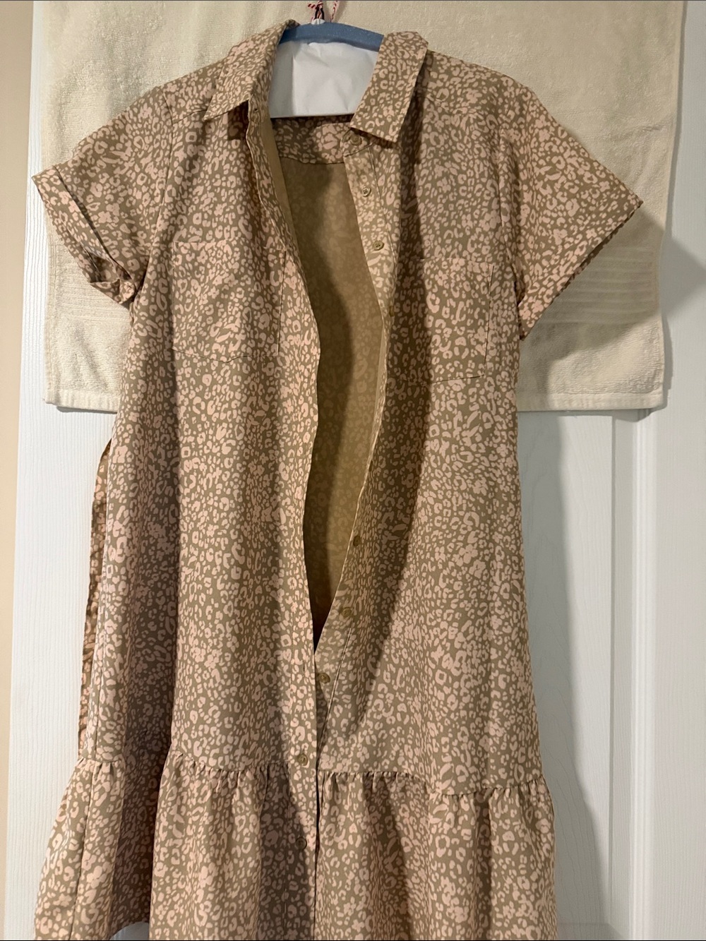 The Limited Beige Tan Leopard-Print Button-Down Dress